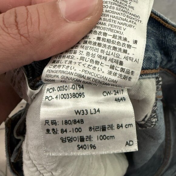 Levis 501 Jeans Mens 33x34 (33x30) Blue Original Fit Button Fly Straight Leg - Picture 4 of 13